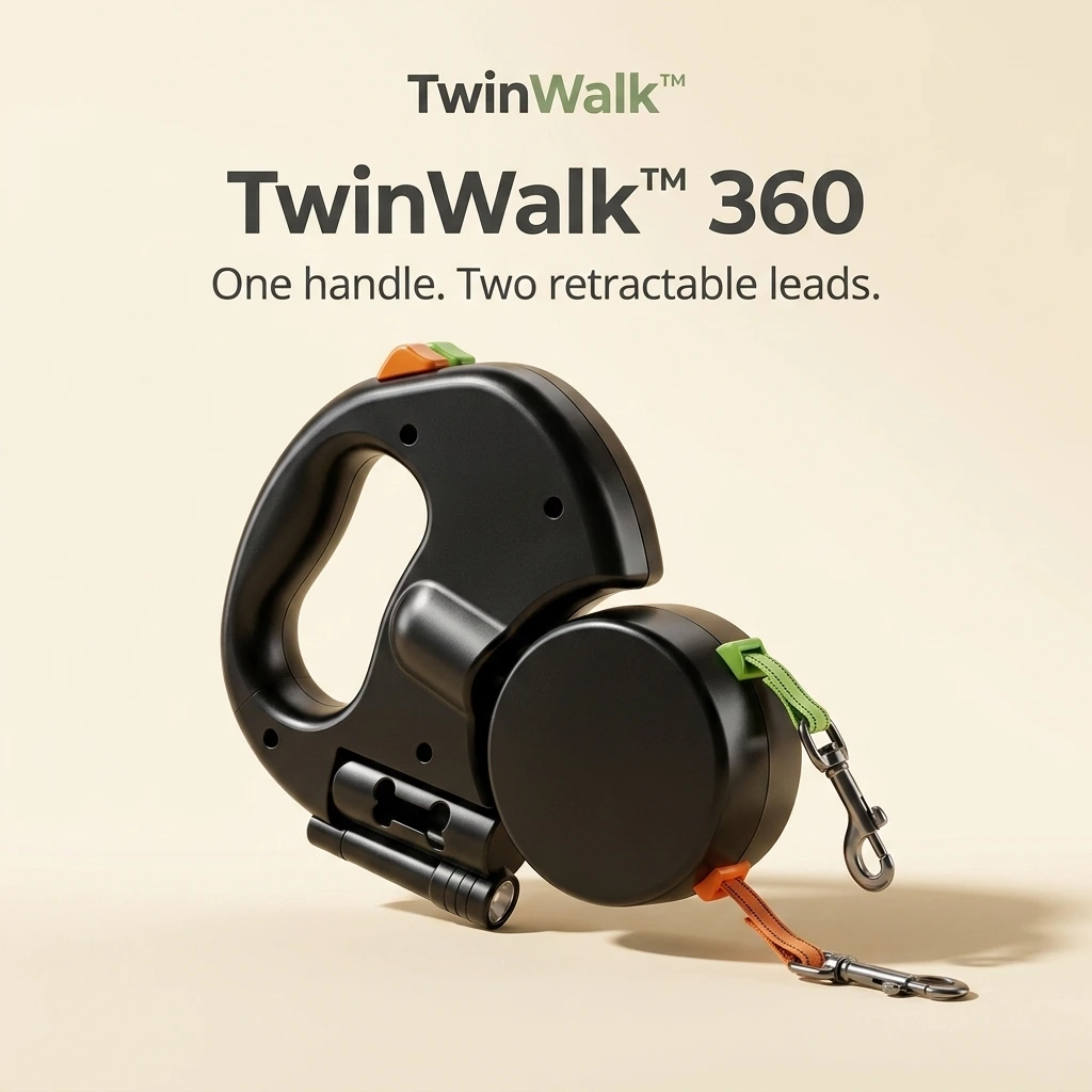 TwinWalk 360 dual retractable dog leash product shot